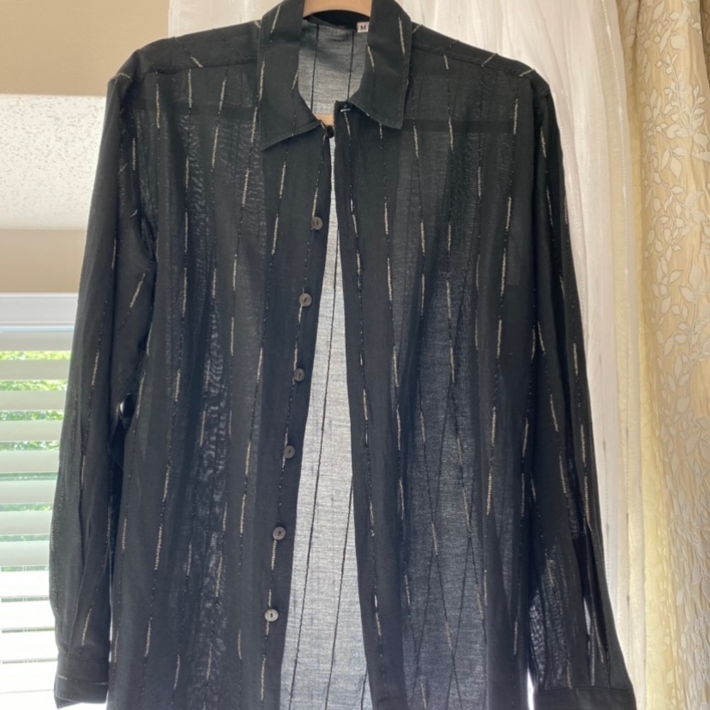 Versace, Men’s black shirt with real snake skin woven into the material. Medium.